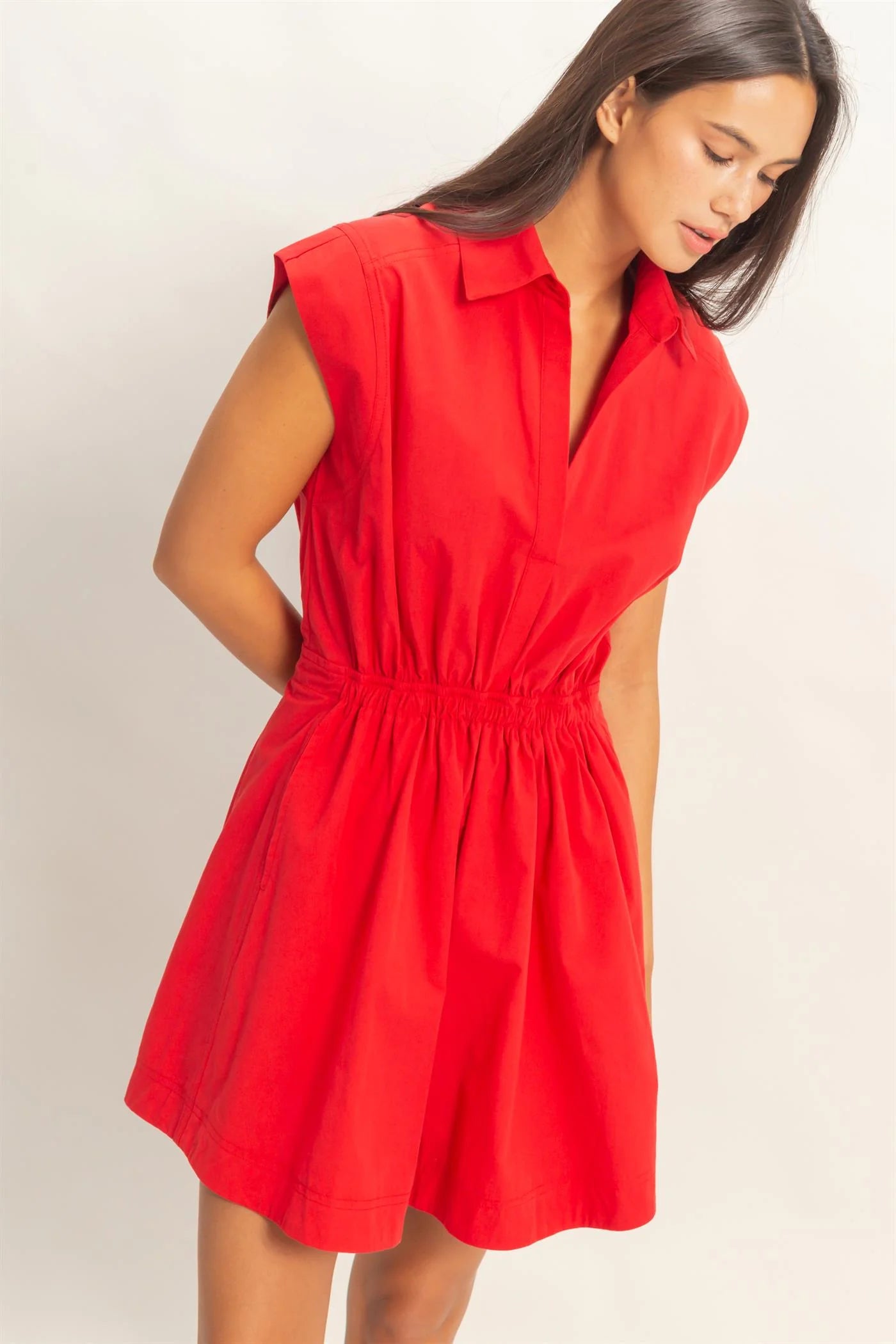 Shyla Shirred Collared Dress