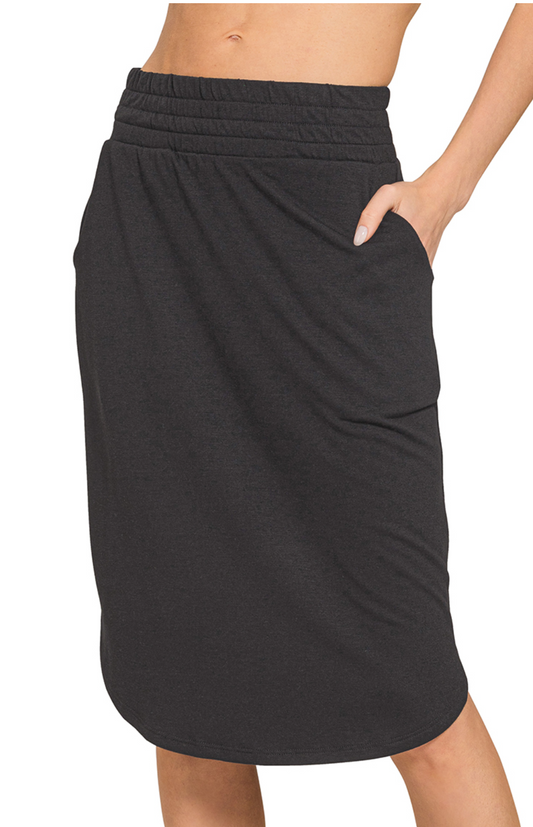 Elastic Waist Tulip Hem Skirt