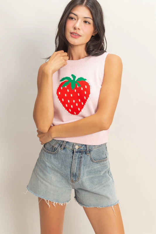 Strawberry knit Tank