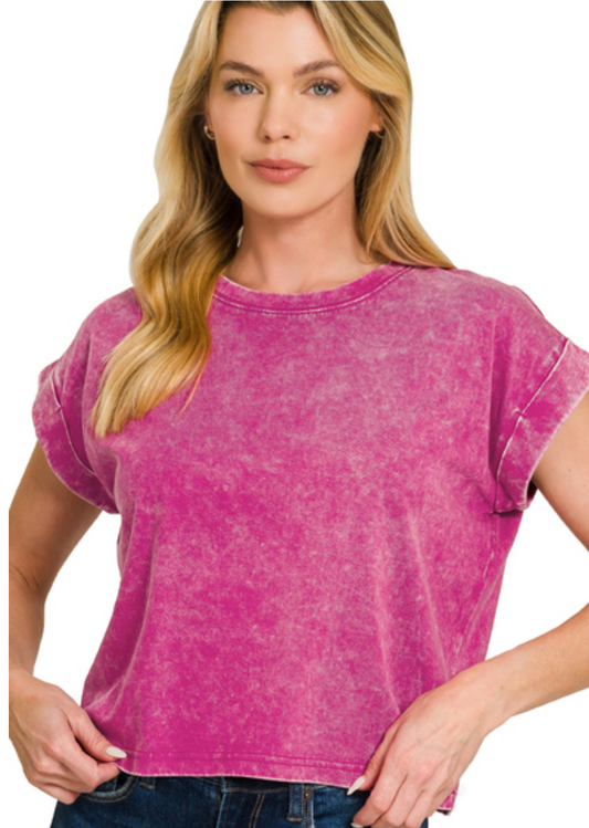 Cora Cuffed Tee Mineral Washed